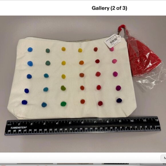 NWT Paper Source colorful candy pom pom zip pouch - Picture 3 of 4